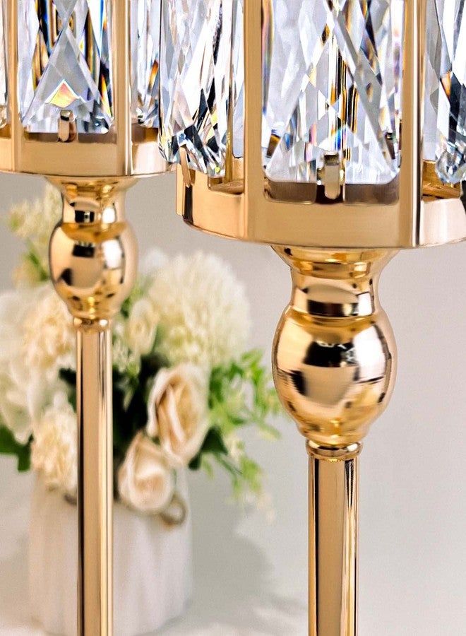 kolnlala 2 Piece Crystal Bowl Tealight Candelabra Votive Candle Stands, Wedding centerpieces for Tables Crystal Candlestick，Centerpiece Table Decorations (Gold 2PS) - Image 5