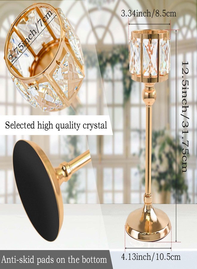 kolnlala 2 Piece Crystal Bowl Tealight Candelabra Votive Candle Stands, Wedding centerpieces for Tables Crystal Candlestick，Centerpiece Table Decorations (Gold 2PS) - Image 4