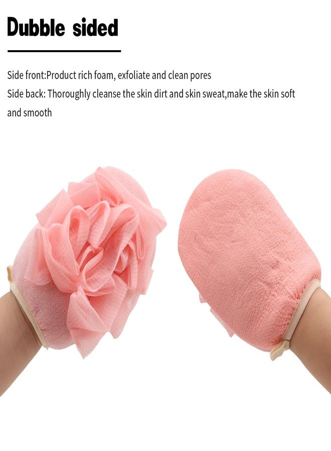Amariver 3 Pack Bath Loofah Body Sponge Brushes Loofah Exfoliating Glove Bath Shower Glove with Flower Bath Ball (Pink) - Image 5