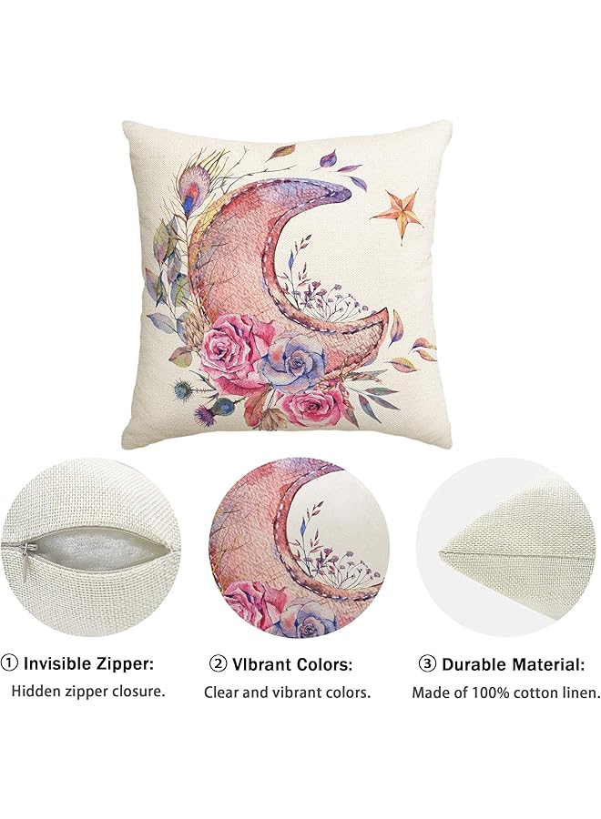 إيروريكس أغطية وسائد رمضان مبارك مقاس 18 × 18 بوصة، أغطية وسائد مطبوعة على شكل قمر، أغطية وسائد مزدوجة الجوانب، أغطية وسائد عيد مبارك، زينة رمضان لتزيين الحفلات المنزلية، 4 قطع - Image 3