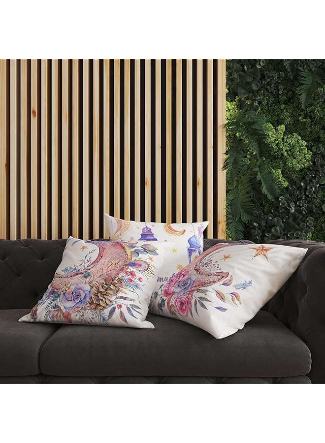 إيروريكس أغطية وسائد رمضان مبارك مقاس 18 × 18 بوصة، أغطية وسائد مطبوعة على شكل قمر، أغطية وسائد مزدوجة الجوانب، أغطية وسائد عيد مبارك، زينة رمضان لتزيين الحفلات المنزلية، 4 قطع - Image 2
