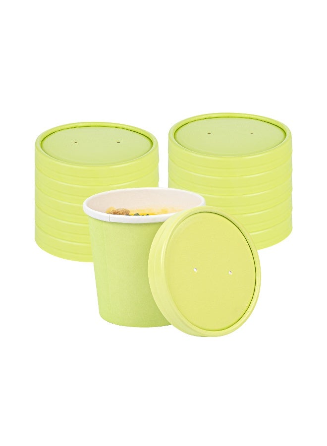 Restaurantware LIDS ONLY: Bio Tek Lids For 8/12 Ounce Soup Containers, 200 Vented Lids For Paper Soup Containers - Soup Cups Sold Separately, Microwavable, Green Paper Lids, Hot And Cold Foods - Image 2