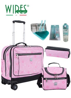 Wires 3 Piece Kids School Trolley Bag laptop compartment 8 Wheels With Lunch bag & Pencil Case  - Image 1