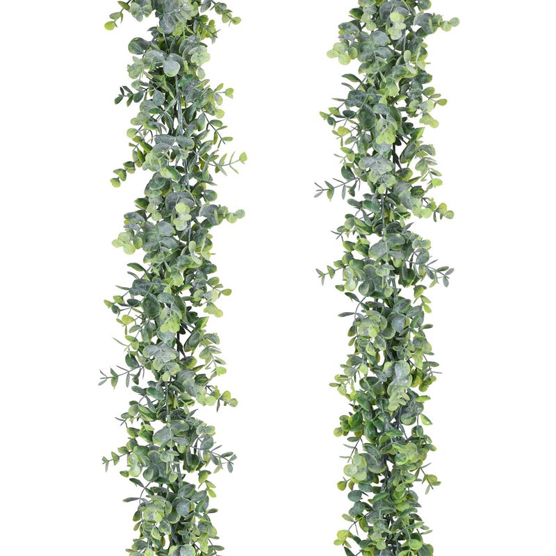 Lvydec 2 Pack Artificial Eucalyptus Garland Fake Eucalyptus Greenery Garland Wedding Backdrop Arch Wall Decor 55 FeetStrand Fake Hanging Plant for Table Festival Party Decoration