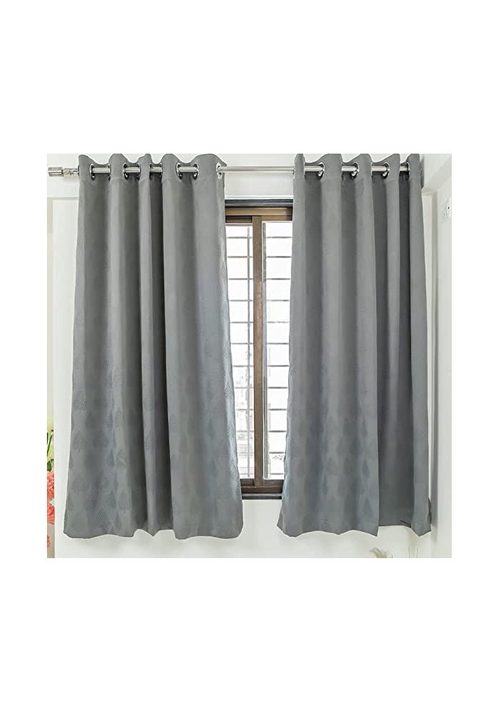 Parda Online Room Darkening Curtain - 3 Layer Thermal Insulated Eyelet Blackout Curtains, Grey, Pack of 2 - Image 1