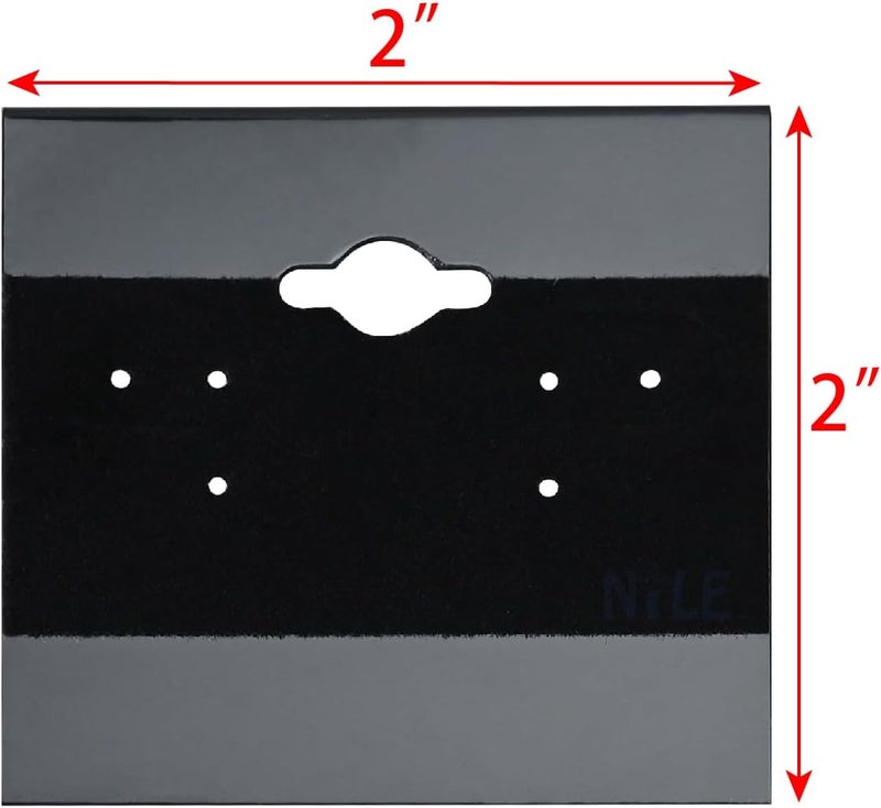 Mooca Plain 2 x 2 in Black Hanging Earring Cards Holder for Ear Studs, Velvet Plastic Display Earring Card Holder, 100 Pieces - Image 2