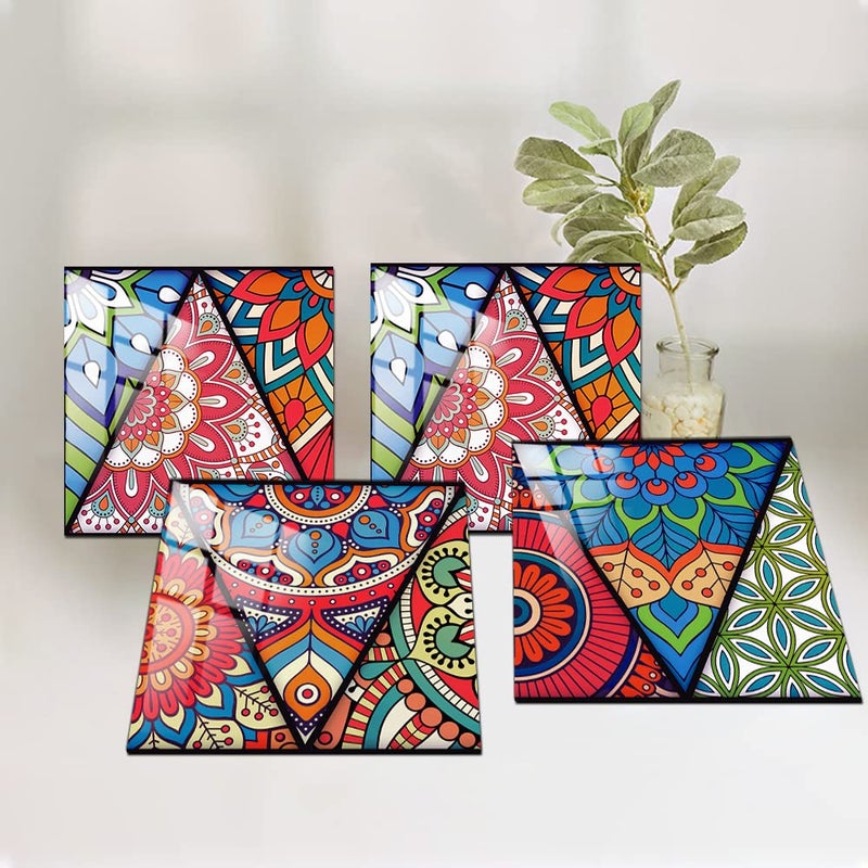 Jacklove 16 Pcs (6x6 in) Mandala Style Decorative Tile Stickers  Peel and Stick Self Adhesive Removable Tiles Backsplash Waterproof Kitchen Bathroom Furniture Staircase Home Decor Wall Sticker (MZ-274) - Image 5