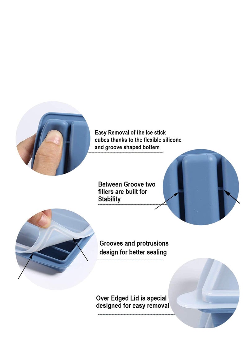 SYOSI Narrow Ice Stick Cube Trays, Long Tray Silicone with Lid, Rectangular Stick, Reusable, Flexible, Easy Release, Ideal for Sports and Water Bottles, Juice Parties - Image 5