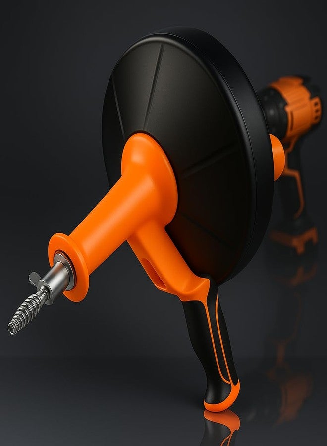 musbus 50 FT Drain Snake Hair Drain Clog Remover, Automatic, Orange - Image 1