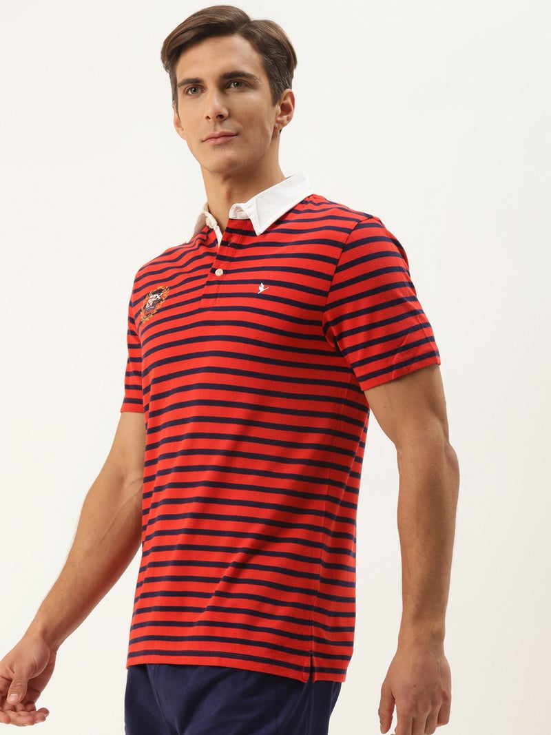 amswan PREMIUM COTTON STRIPED HALF SLEEVE COLLAR T-SHIRTS - Image 3