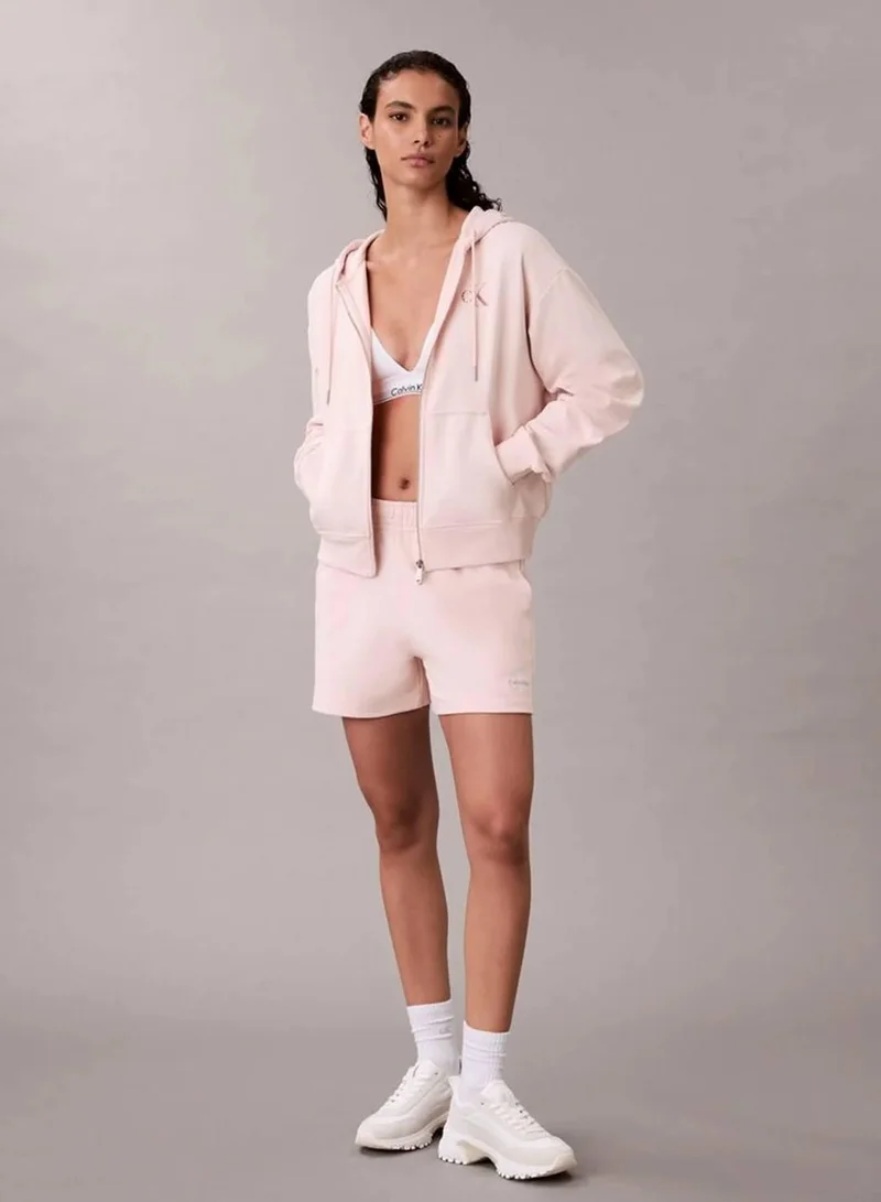 Calvin Klein Jeans Silver Peony Monogram Logo French Terry Shorts for Women | Best Price UAE