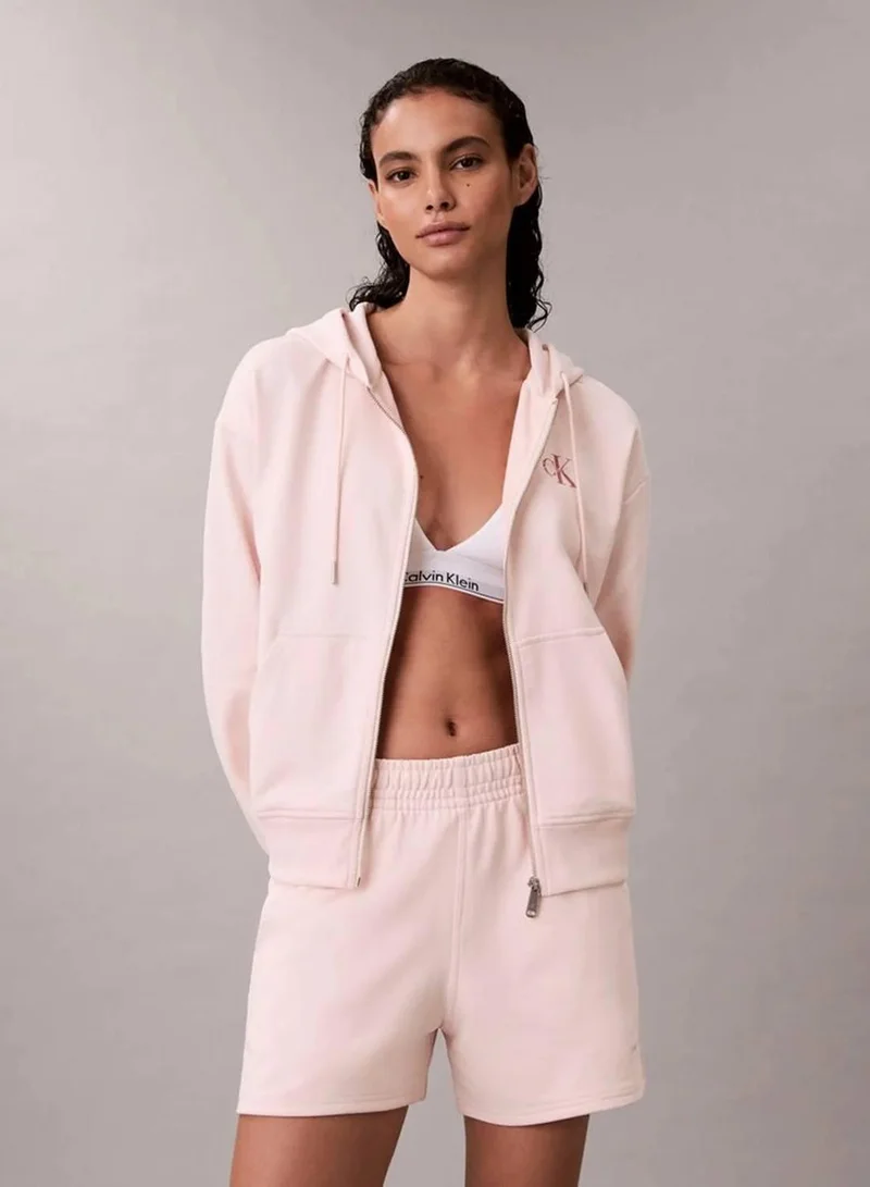 Calvin Klein Jeans Silver Peony Monogram Logo French Terry Shorts for Women | Best Price UAE