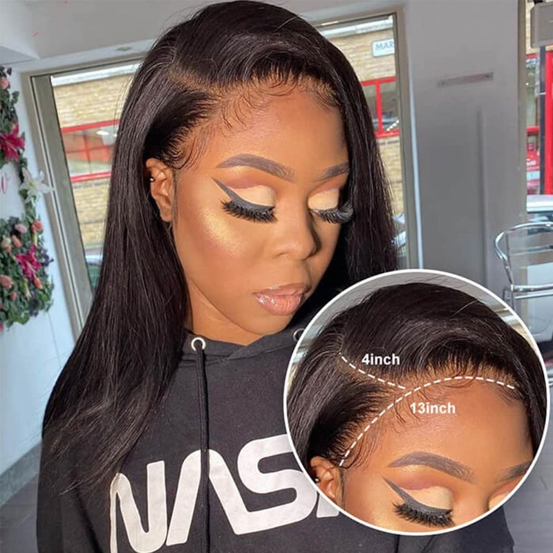 Pizazz Straight Lace Front Wigs Human Hair 180 Density Brazilian Human Hair Wigs for Black Women Pre Plucked Natural Hairline Wigs with Baby Hair 22 inch - Image 4