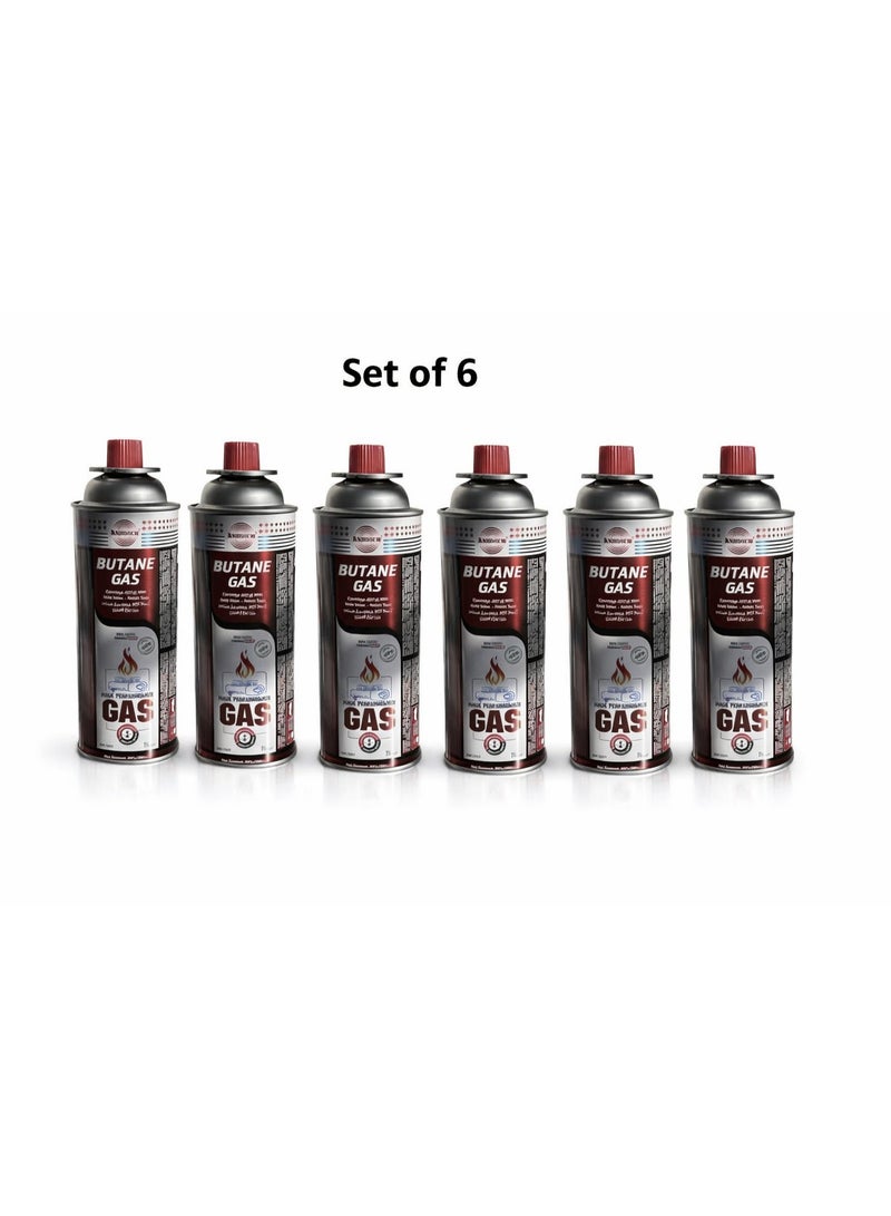 Asmaco 6 Pack Butane Gas Cartridge 227g /  High-Pressure Fuel with Safety Lock Valve, Leakproof & Clean Burn, SASO Certified, Made in UAE - Image 1