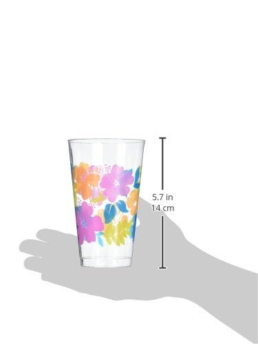 Amscan Clear With Multicolor Hibiscus Print Plastic Tumblers - 16 oz (Pack of 26) - Perfect For Parties & Tropical-Themed Events - Image 3