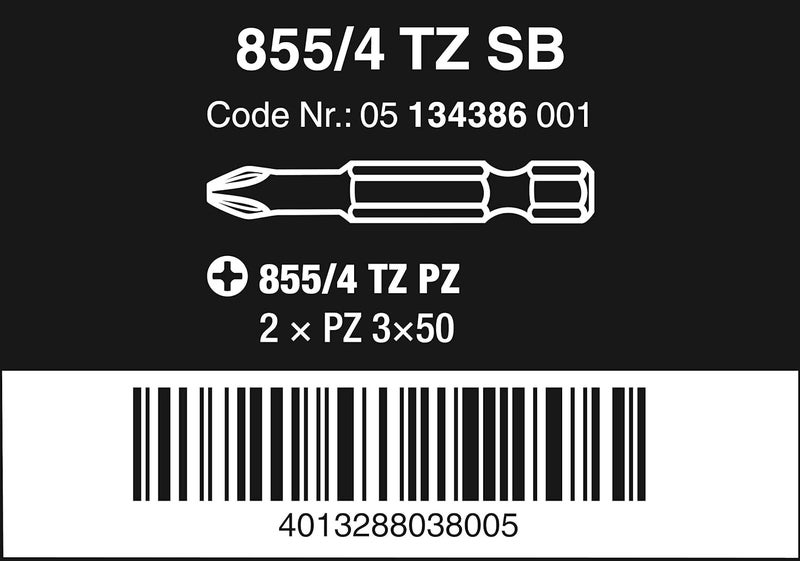 Wera 05134386001 Long Bits 855/4 TZ SB 2 x PZ 3 x 50 mm - Image 1
