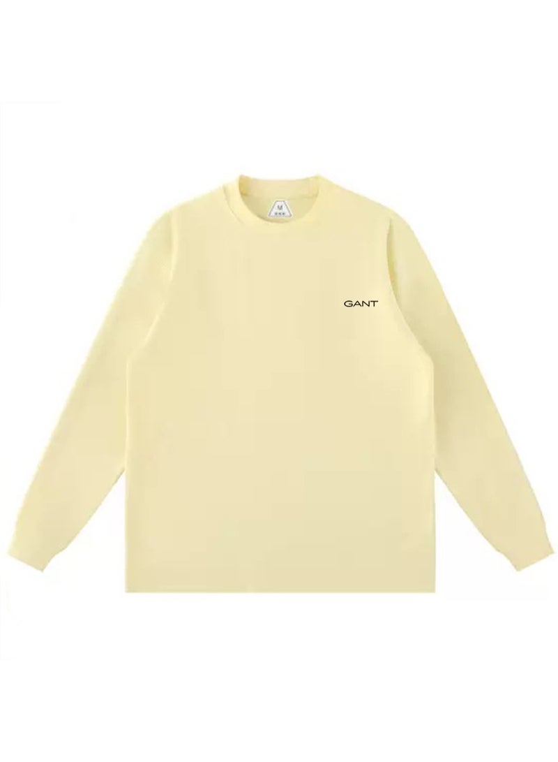 GANT Men Crew Neck Long Sleeve Soft Pastel Casual Sweatshirt Pale Butter Yellow - Image 4