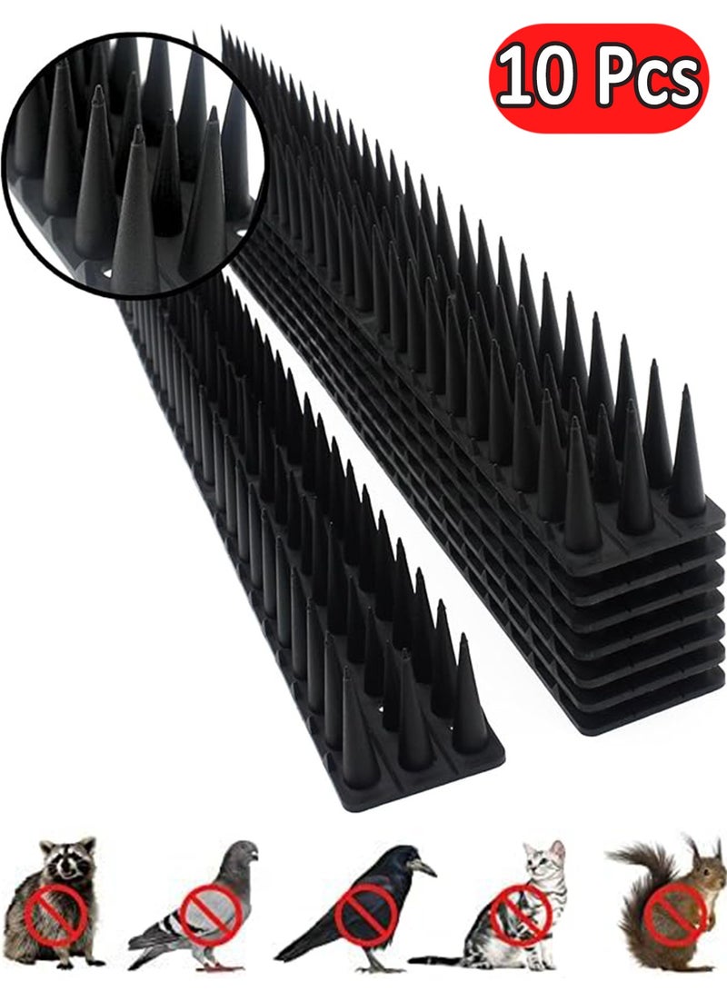 Generic Bird Spikes,10 Pack Pigeon Deterrent for Small Birds Raccoon Cats Defender for Outside to Keep Squirrel Away, Plastic Fence Spike for Railing and Roof-Black  - Image 1