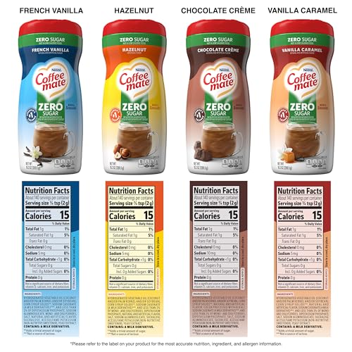 Coffee mate Zero Sugar Flavored Creamer 4 Pack Variety Pack (10.2 oz bottles) – Vanilla Caramel, Hazelnut, French Vanilla, Chocolate Crème - Image 5