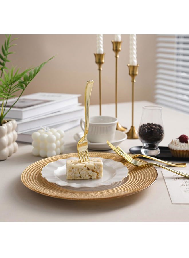 N9R 100PCS Gold Plastic Forks, Solid, Durable and Heavy Duty Gold Plastic Forks Disposable, Perfect Utensils for Parties, Weddings, Thanksgiving, Picnics, Christmas and Daily Use - Image 5