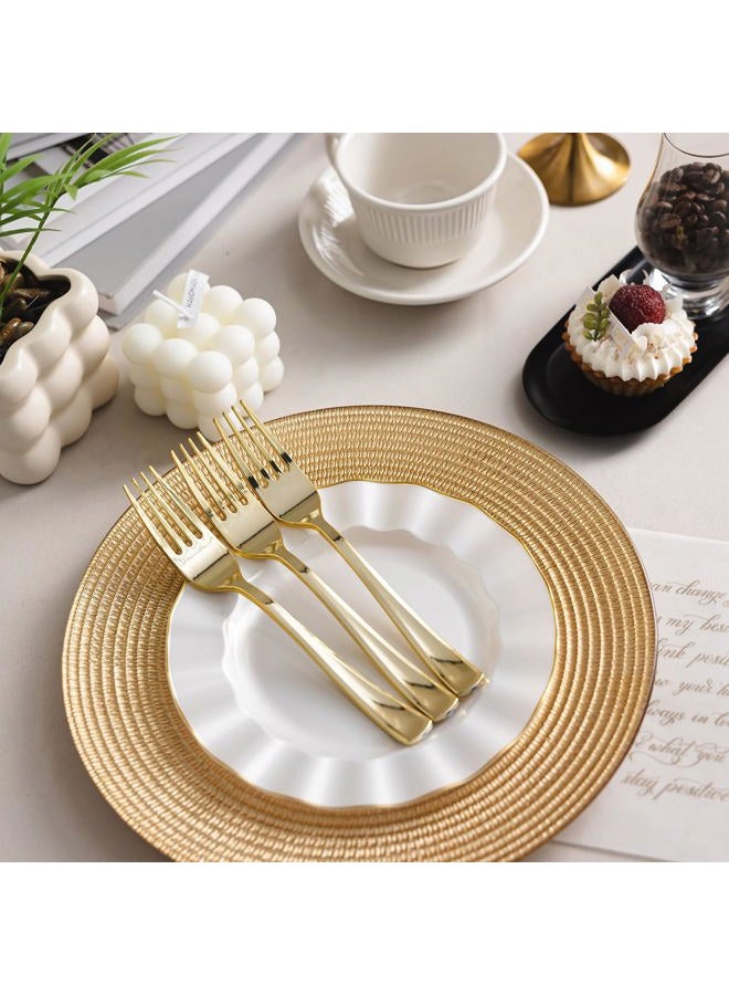 N9R 100PCS Gold Plastic Forks, Solid, Durable and Heavy Duty Gold Plastic Forks Disposable, Perfect Utensils for Parties, Weddings, Thanksgiving, Picnics, Christmas and Daily Use - Image 4