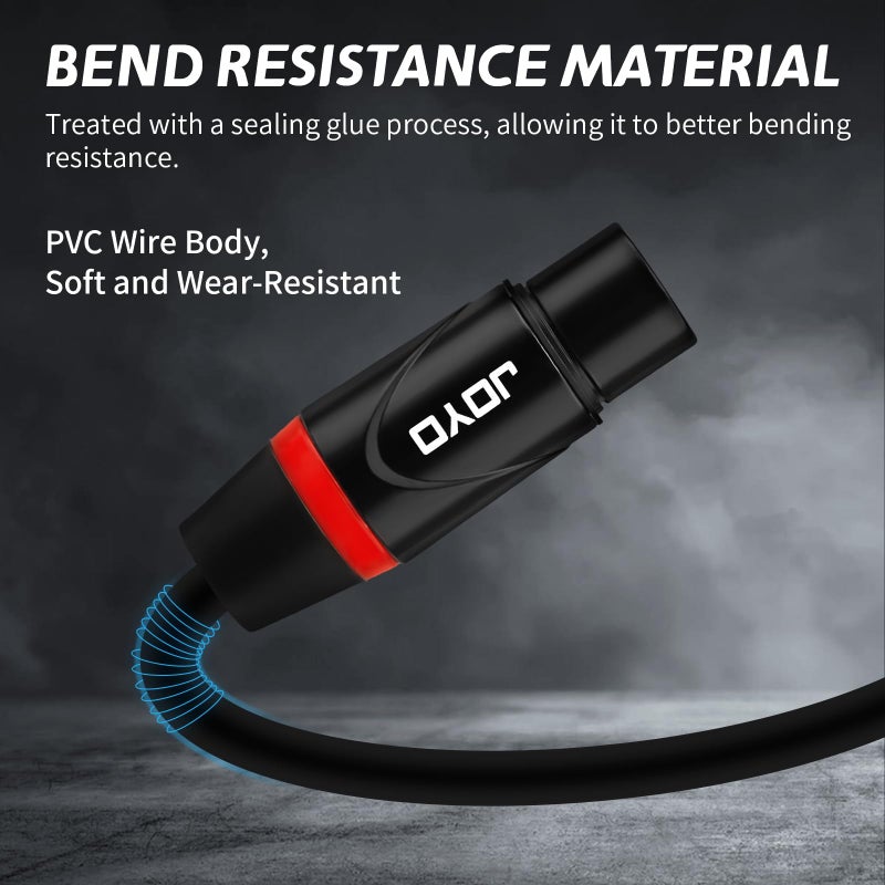 JOYO XLR Cables 20ft Microphone Cables Male to XLR Female No Signal Loss and Balanced Shielded for Mixer,Recording Studio,Podcast Black (CM-28) - Image 3