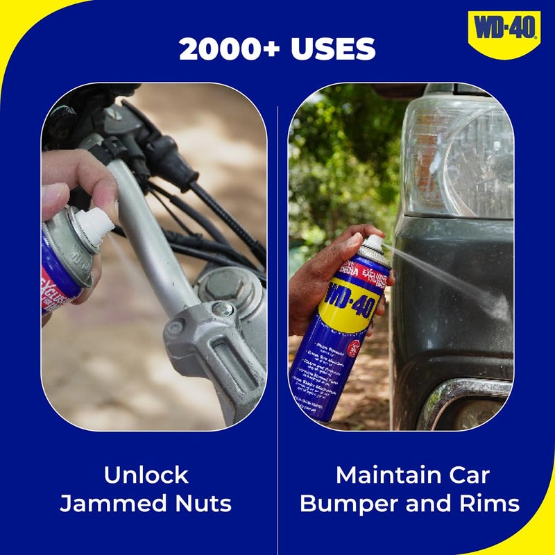 WD40 رذاذ متعدد الاستخدامات لتحسين المنزل، يحرر الأقفال العالقة وأجزاء الصدأ، مزيل لاصق، تنظيف الشوايات والمواقد، عامل حماية - متعدد الاستخدامات للمنزل والعمل وأغراض الأعمال اليدوية، 63.8 جرام، عبوة من 4 - Image 5