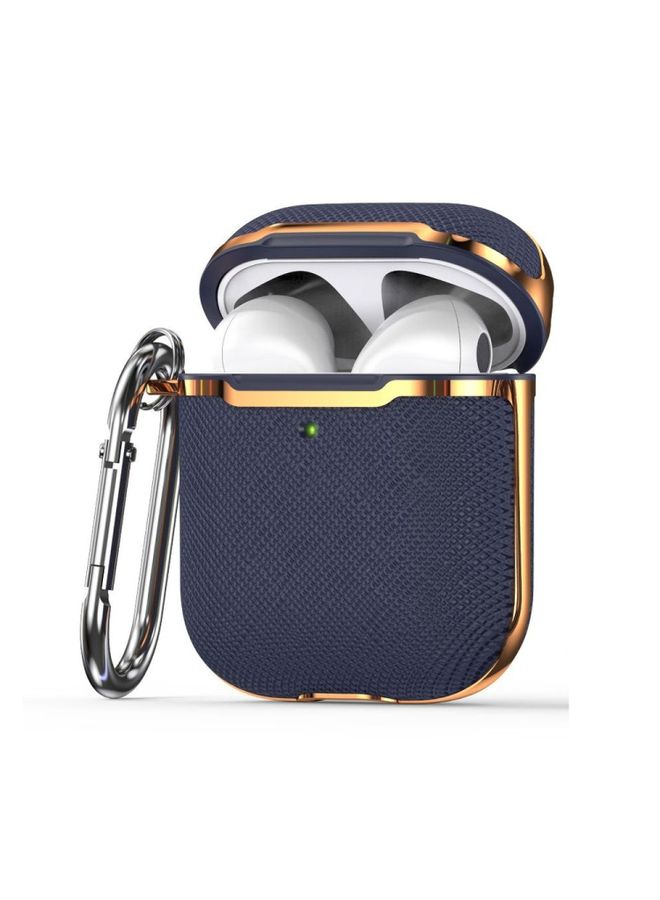 Raxoom Case Cover Plated Fabric PC Protective Cover Case For AirPods 1 / 2 Blue + Gold