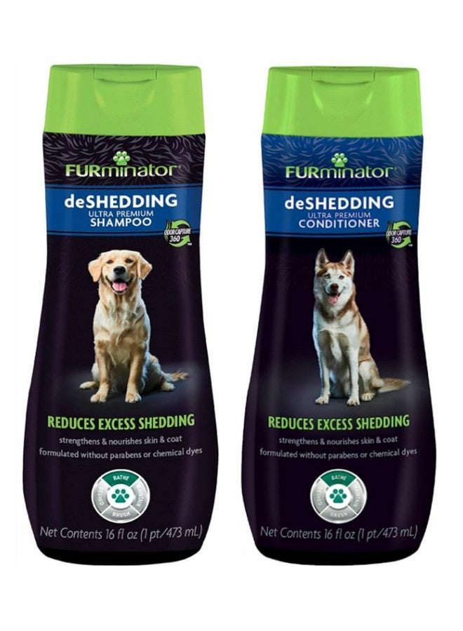 Furminator® Deshedding Ultra Premium Shampoo & Conditioner Bundle. 16oz. - Image 1