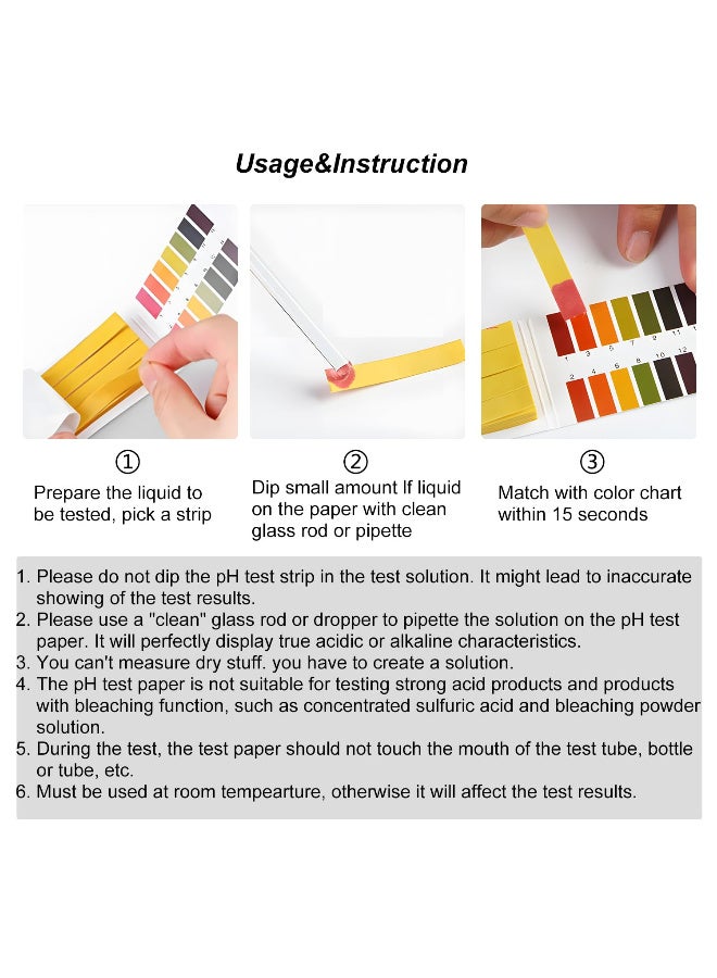 80 Strips Full Range PH Alkaline-Acid Test Paper，PH1-14 Test Paper，for Saliva Urine Water Soil Testing Pet Food and Diet pH Monitoring - Image 3