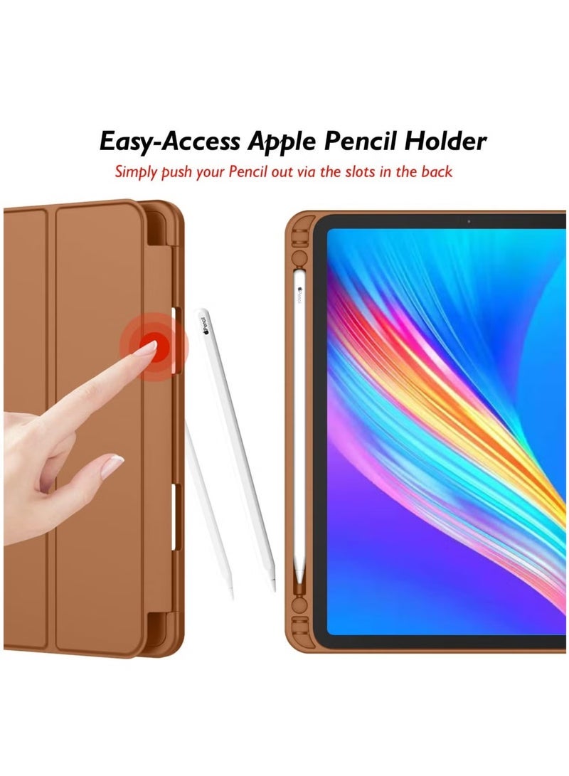 SmartGrist iPad Pro 12.9 Case (2022/2021, 6th/5th Gen) with Pencil Holder – Supports 2nd Gen Pencil Charging, Trifold Stand, Auto Wake/Sleep, Soft TPU Back, Brown - Image 3