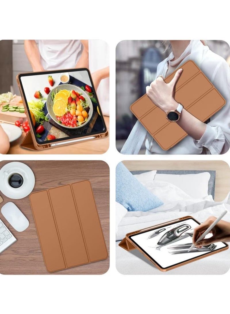 SmartGrist iPad Pro 12.9 Case (2022/2021, 6th/5th Gen) with Pencil Holder – Supports 2nd Gen Pencil Charging, Trifold Stand, Auto Wake/Sleep, Soft TPU Back, Brown - Image 5