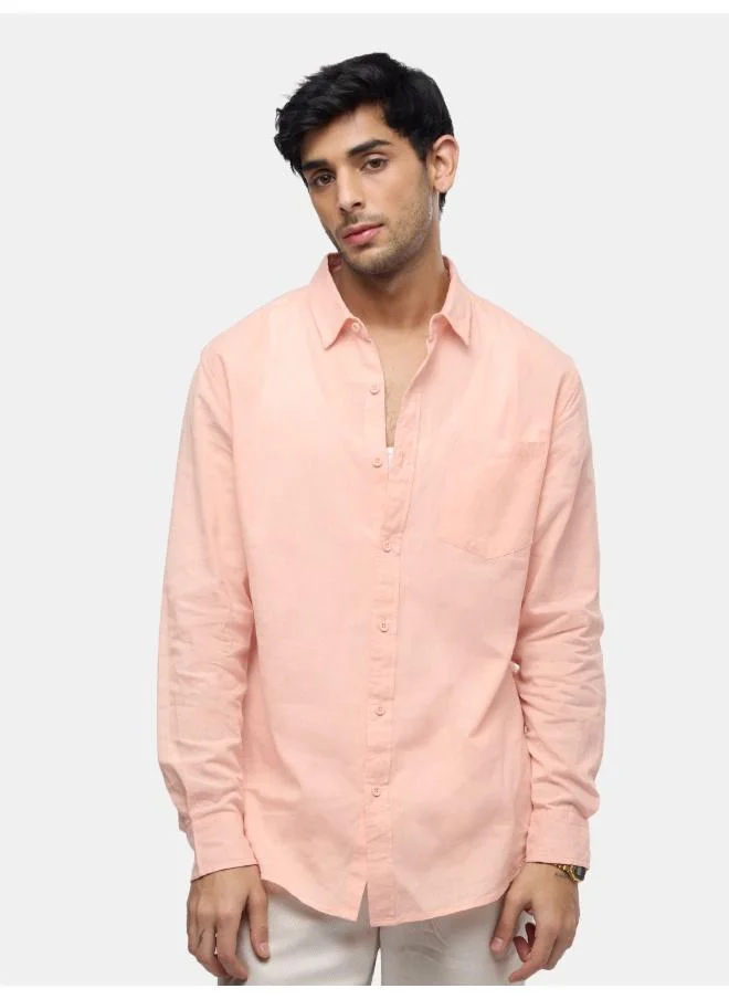 The Souled Store The Souled Store Linen: Lobster Bisque Cotton Linen Shirts