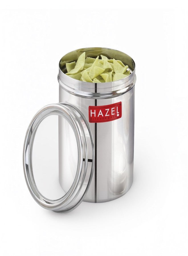 HAZEL Stainless Steel Container with Transparent Lid | Matt Finish Steel Jar for Kitchen Storage 1100 ml | Multipurpose SS Container with Lid - Image 1