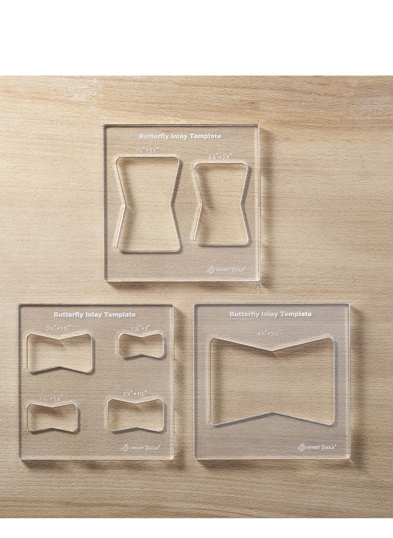 Excefore - Butterfly Inlay Template Set Decorative Templates and Router Template for Woodworking Router Jig Template 3 Pcs Butterfly Inlay Template - Image 1