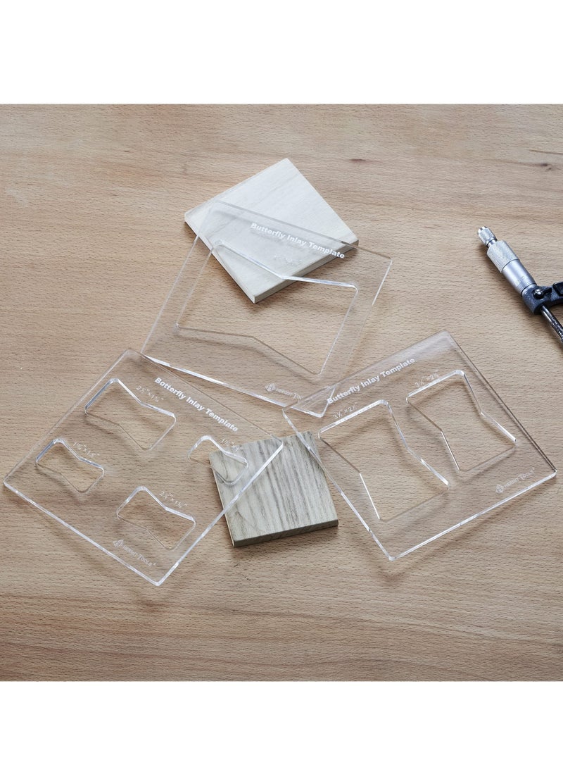 Excefore - Butterfly Inlay Template Set Decorative Templates and Router Template for Woodworking Router Jig Template 3 Pcs Butterfly Inlay Template - Image 1