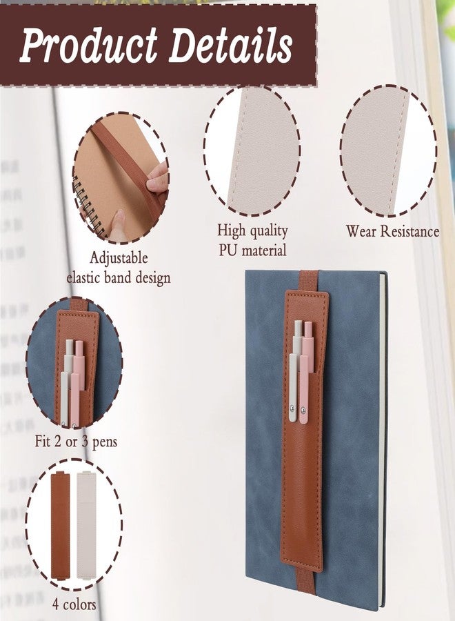 Tyqour 4Pcs Elastic Pen Holder for Notebook, Adjustable Band Pencil Holder, PU Leather Pen Sleeve Pouch Case for Hardcover Journals, Bible, Notebook, Planners, Binders and Books - Image 3