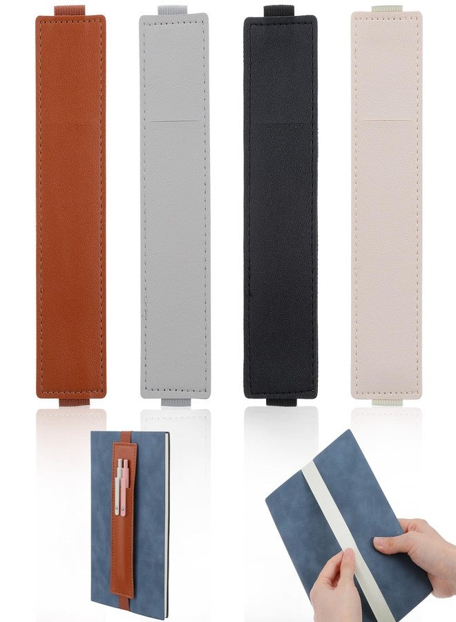 Tyqour 4Pcs Elastic Pen Holder for Notebook, Adjustable Band Pencil Holder, PU Leather Pen Sleeve Pouch Case for Hardcover Journals, Bible, Notebook, Planners, Binders and Books - Image 1