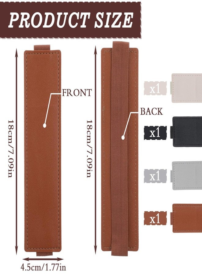 Tyqour 4Pcs Elastic Pen Holder for Notebook, Adjustable Band Pencil Holder, PU Leather Pen Sleeve Pouch Case for Hardcover Journals, Bible, Notebook, Planners, Binders and Books - Image 2