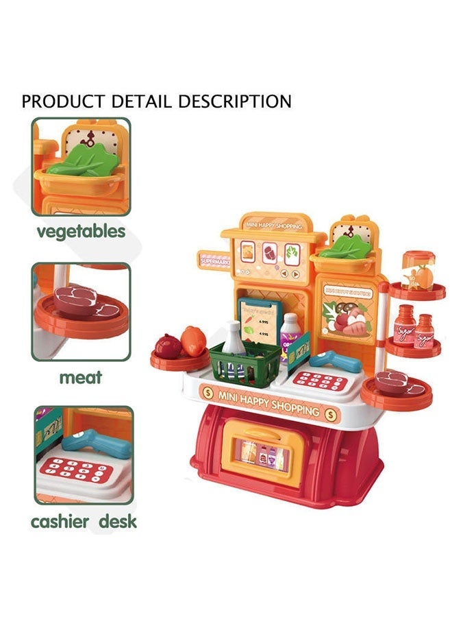 Cash Register Toy for Kids, 28 PCS Pretend Play Calculator Cash Register Toy, Simulated Grocery Store Playset, Children's Supermarket Play Toys, Shop Pretend Play for Kids，Multi-Function Simulated Cash Register Toy, Simulate Card Swiping,Code Scanning,Shopping,Great Pre-School Gift for Girls and Boys - Image 5