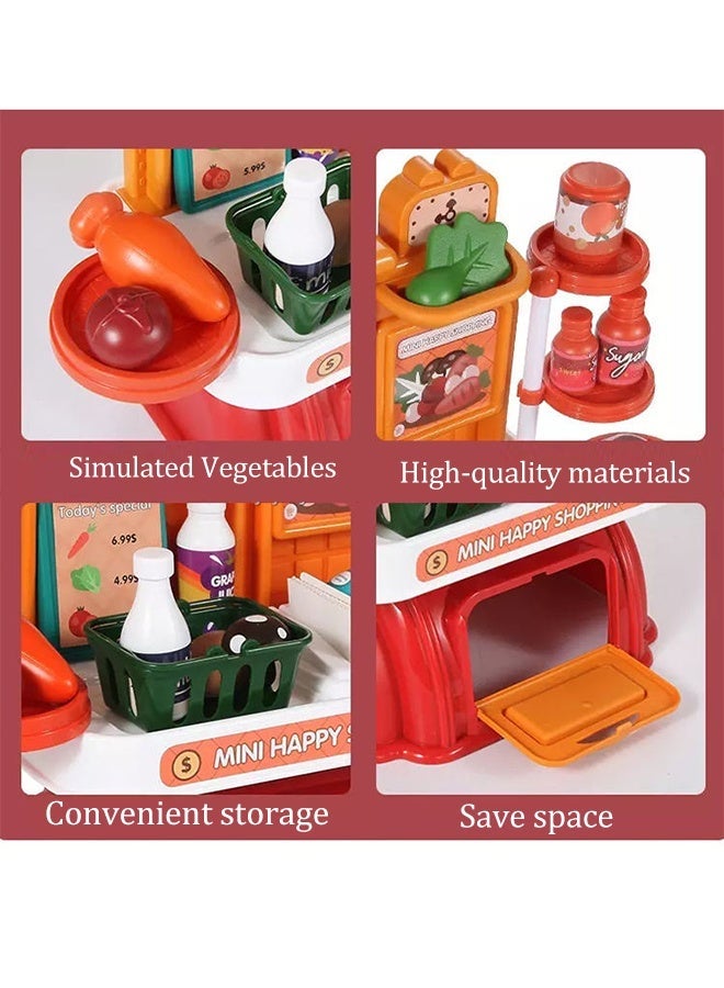 Cash Register Toy for Kids, 28 PCS Pretend Play Calculator Cash Register Toy, Simulated Grocery Store Playset, Children's Supermarket Play Toys, Shop Pretend Play for Kids，Multi-Function Simulated Cash Register Toy, Simulate Card Swiping,Code Scanning,Shopping,Great Pre-School Gift for Girls and Boys - Image 4