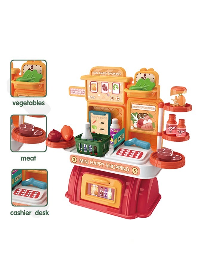 Cash Register Toy for Kids, 28 PCS Pretend Play Calculator Cash Register Toy, Simulated Grocery Store Playset, Children's Supermarket Play Toys, Shop Pretend Play for Kids，Multi-Function Simulated Cash Register Toy, Simulate Card Swiping,Code Scanning,Shopping,Great Pre-School Gift for Girls and Boys - Image 1