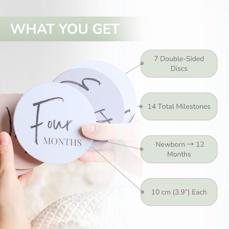 Tiny TreesÂ® Baby Monthly Milestone Discs (7 Double-Sided Cards, 0â€“12 Months) â€“ Photo Props & Keepsake Baby Announcement, Gender-Neutral - Image 4