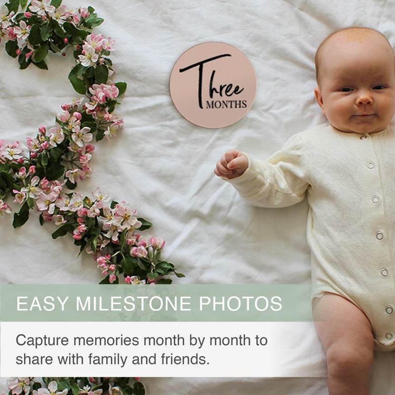 Tiny TreesÂ® Baby Monthly Milestone Discs (7 Double-Sided Cards, 0â€“12 Months) â€“ Photo Props & Keepsake Baby Announcement, Gender-Neutral - Image 2