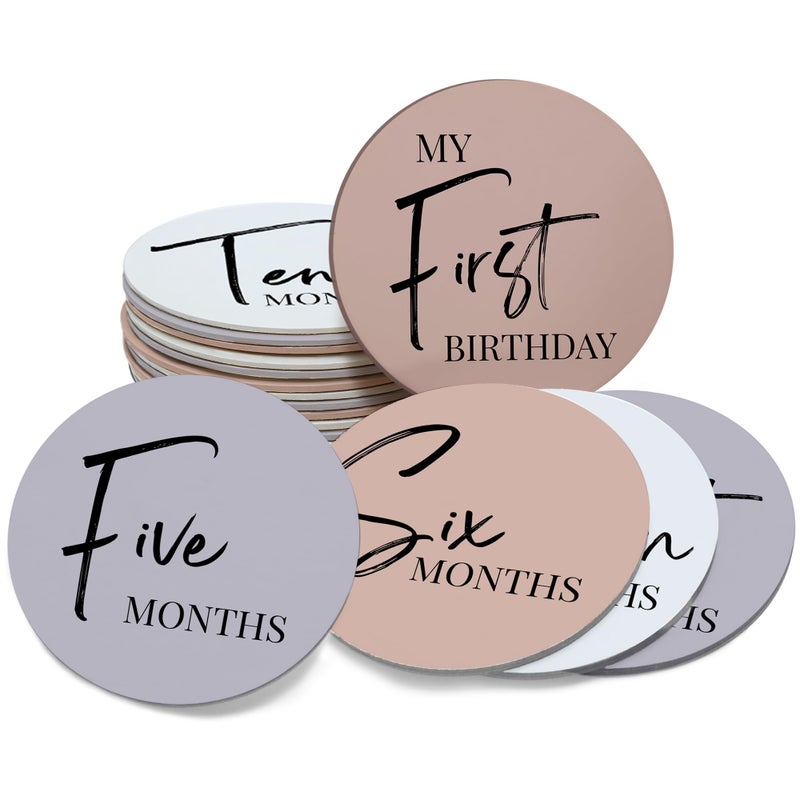 Tiny TreesÂ® Baby Monthly Milestone Discs (7 Double-Sided Cards, 0â€“12 Months) â€“ Photo Props & Keepsake Baby Announcement, Gender-Neutral - Image 1