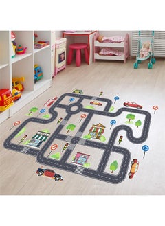 Car Road Signs Floor Stickers, Self-adhesive Car Transportation Road Wall Stickers Wall Decals, Traffic Road Sign Education Kids Wall Stickers for Kids Nursery Classroom Bedroom Living Room Home Decor