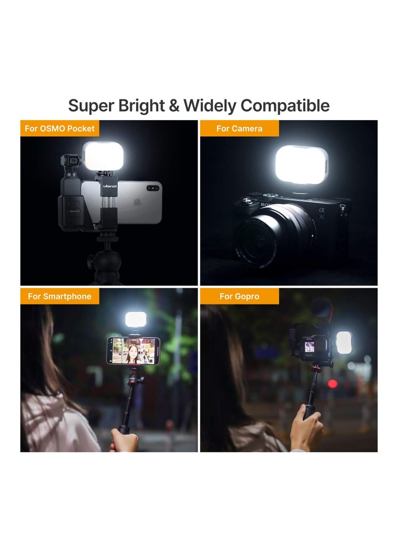 Fill Light, LED Video Light Vlogging Soft Live Lighting 6500K, Built-in Rechargeable Battery, for iPhone, for Gopro Hero 9/ 8/ 7/ 6/ 5 Compatible with Cold Shoe and Hot Shoe