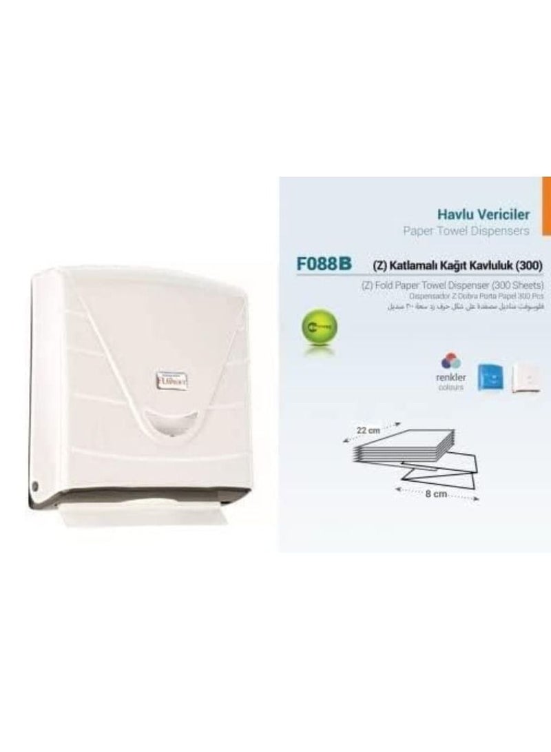 Flosoft Plastic Paper Towel Dispenser Wall Mount, Holds 300 Z-Fold Paper, Commercial Hand Towels Dispenser For Bathroom/Restroom, Office, Shop Or Home-off White - Image 2