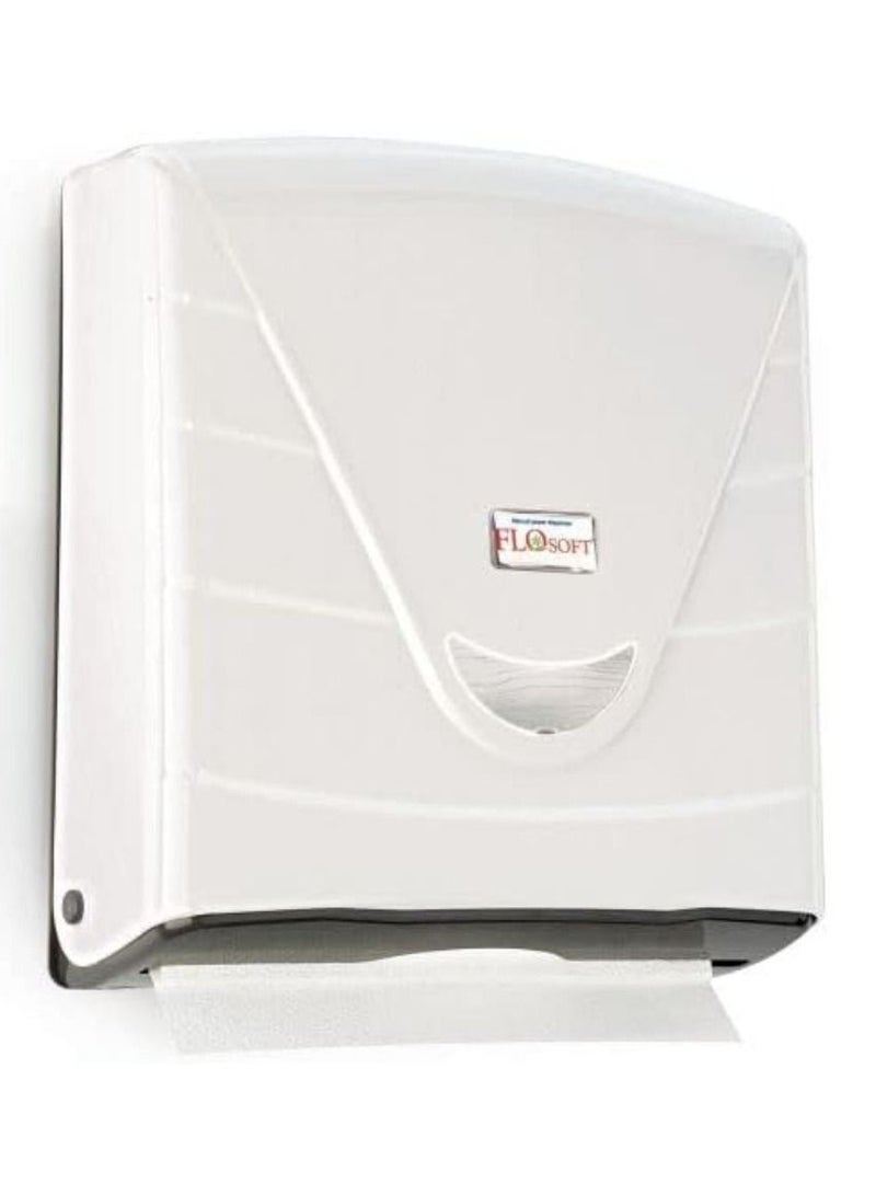 Flosoft Plastic Paper Towel Dispenser Wall Mount, Holds 300 Z-Fold Paper, Commercial Hand Towels Dispenser For Bathroom/Restroom, Office, Shop Or Home-off White - Image 1