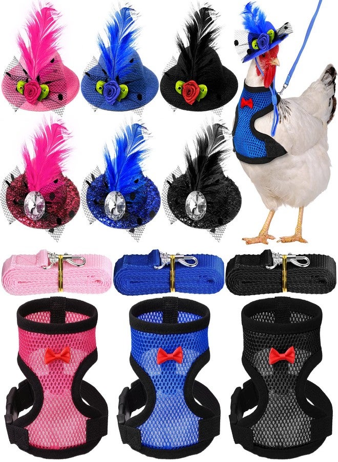 Zhanmai 9 Pcs Funny Chicken Accessories Set - Harness, Leash & Hats for Hens, Ducks, Geese & Parrots - Adjustable, Training Walking Supplies - Image 1